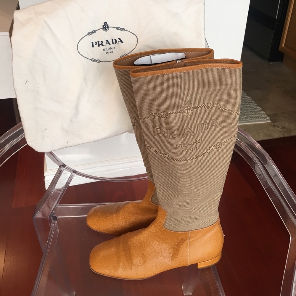 ArizonaLuna Prada Canvas & Leather Riding Boots